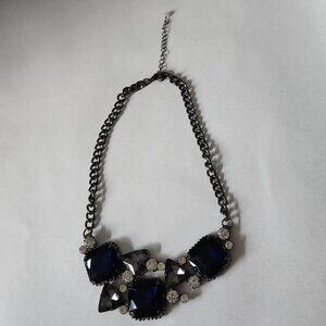 Charming Charlie - Blue Gray White Rhinestone Necklace